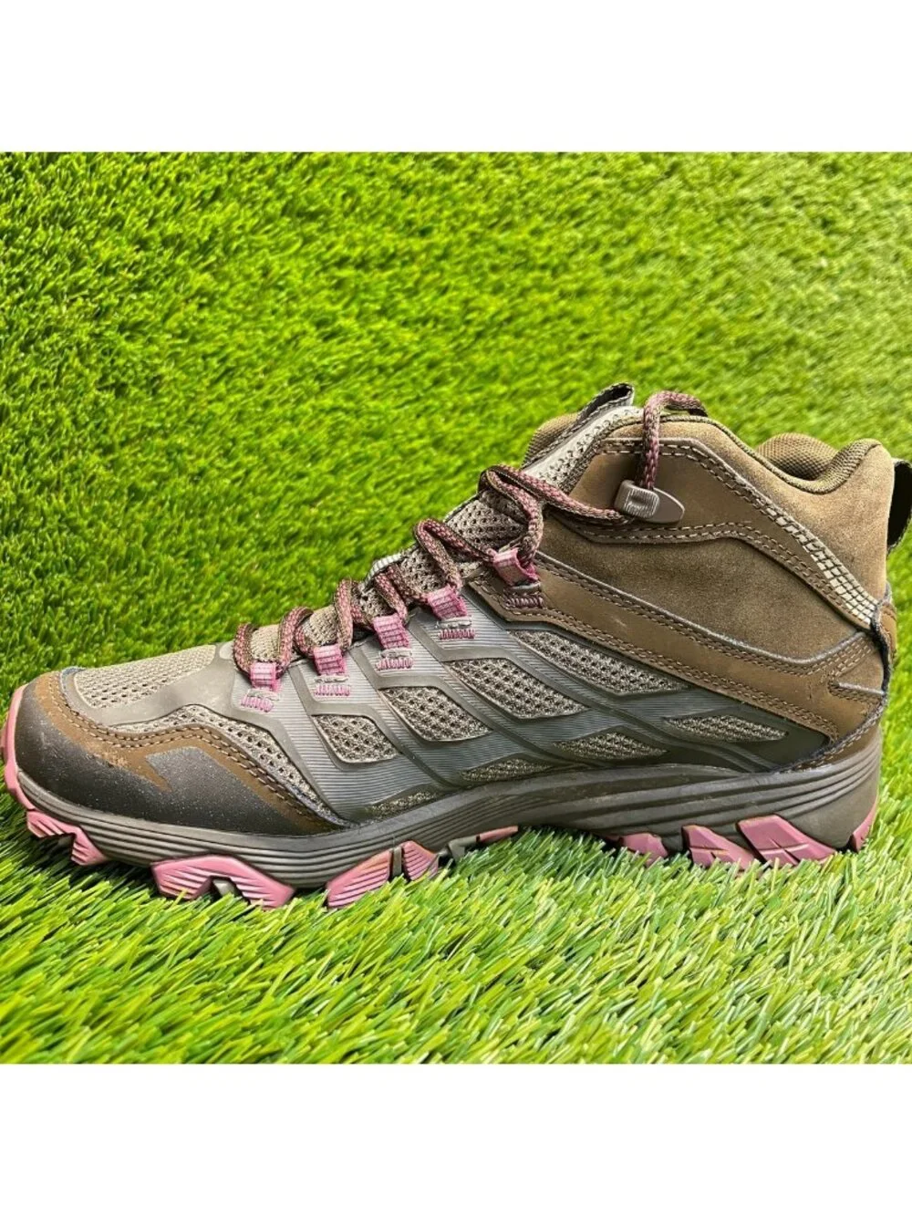 Merrell Moab FST Boulder Mid Womens Size 9.5 Brown Athletic Trail Hiking Shoes